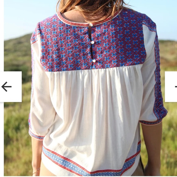 The Coast Brand Baker Embroidered 3/4 Sleeve Top - Picture 10 of 11